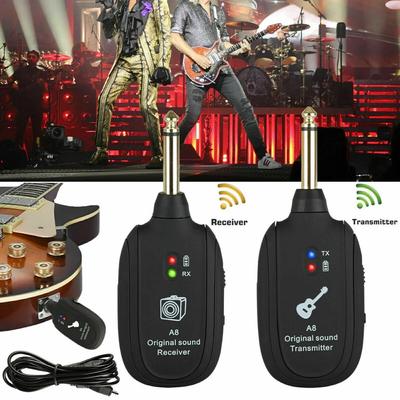 UHF Guitar Wireless System Transmitter Receiver Built-in Rechargeable Wireless Guitar Transmitter A Pair Two Pcs