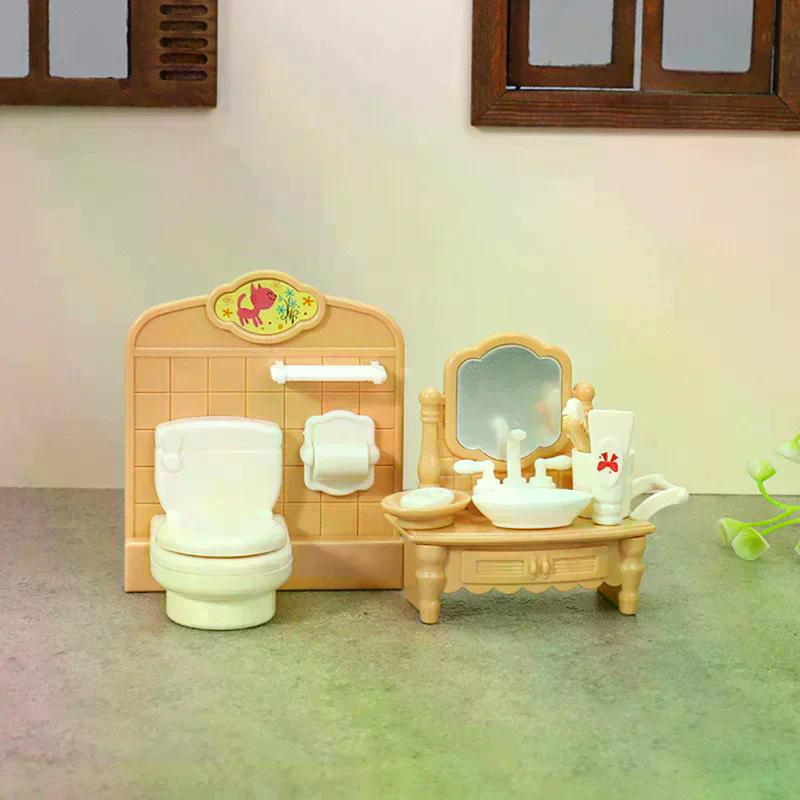 1set 1:12 Dollhouse Miniature Bathtub Toilet Sink Bathroom Set Furniture Home Model Decor Toy Doll House
