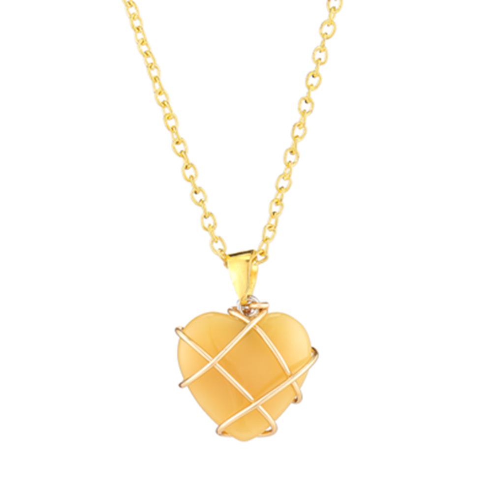 Crystal Heart Necklace with Natural Colored Gemstone Pendant - DIY Wire-Wrapped Heart Shape