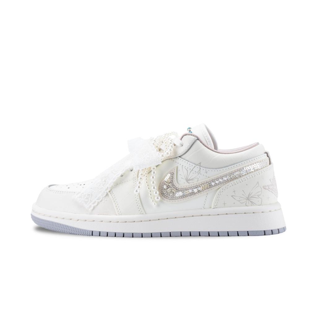 Jordan Air Jordan 1 Pure White Bridal Abrasion Resistant Vintage Basketball Shoes Women's Ecru IH7323-100(Team626-)