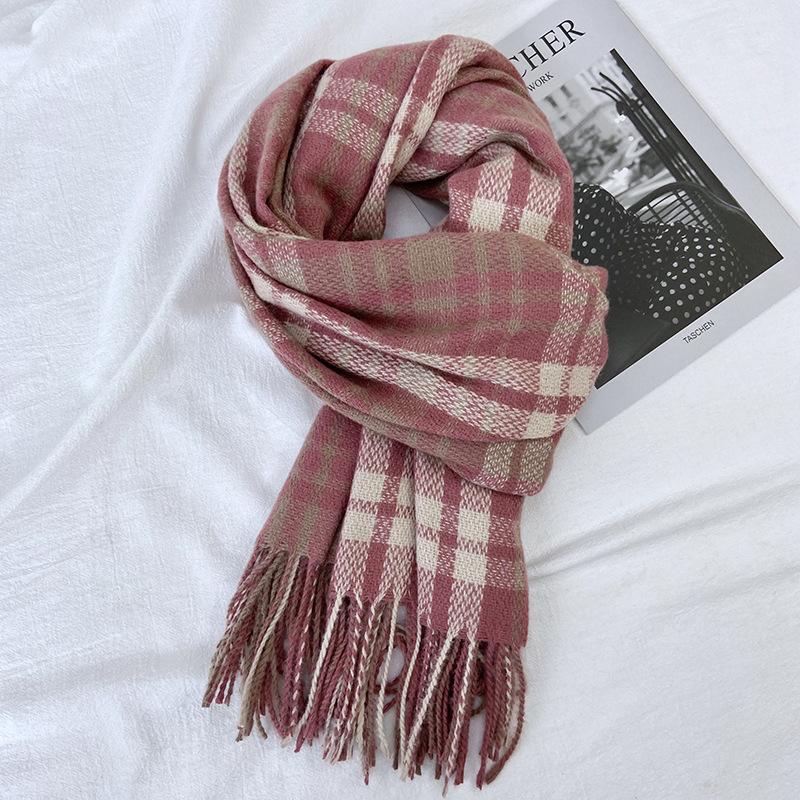 Warm Plaid Cashmere Shawl Poncho Winter Scarf Luxury Print Blanket Pashmina Wraps Bufanda with Tassel Casual