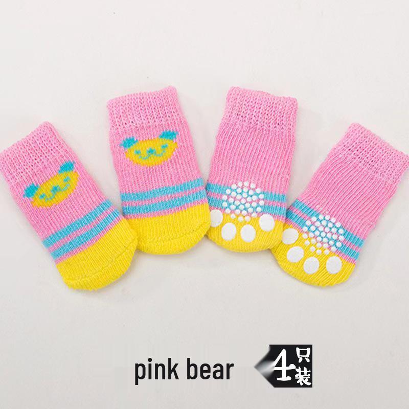 Four Seasons High-Quality Non-Slip Pet Socks for Small Dogs - Cotton Foot Covers for Teddy Dogs