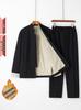 Men's Autumn/Winter Cotton-Linen Tang Suit Set: Retro Chinese Style with Velvet for Warmth