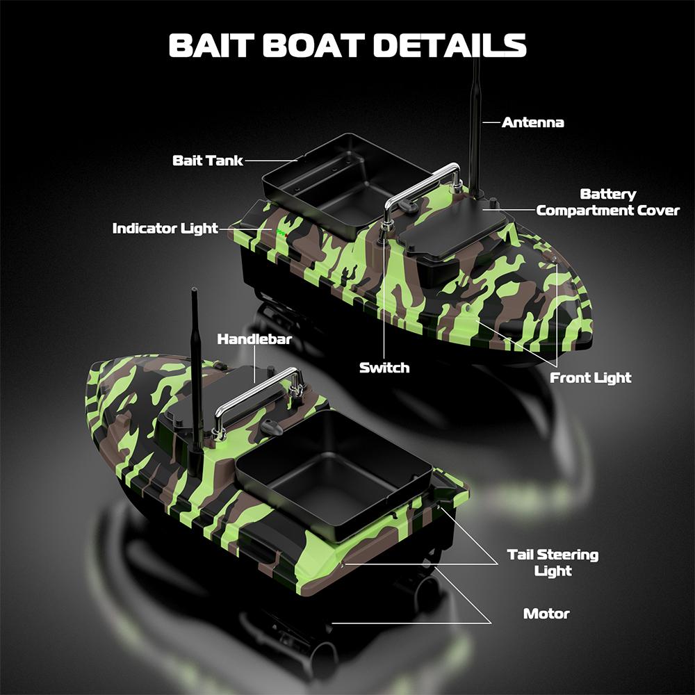 New Remote Control Fishing Bait Boat Dual Motor Fish Finder 4KG Loading Support Automatic Cruise/Route Correction Camouflage Bait Boat Fishing Gear