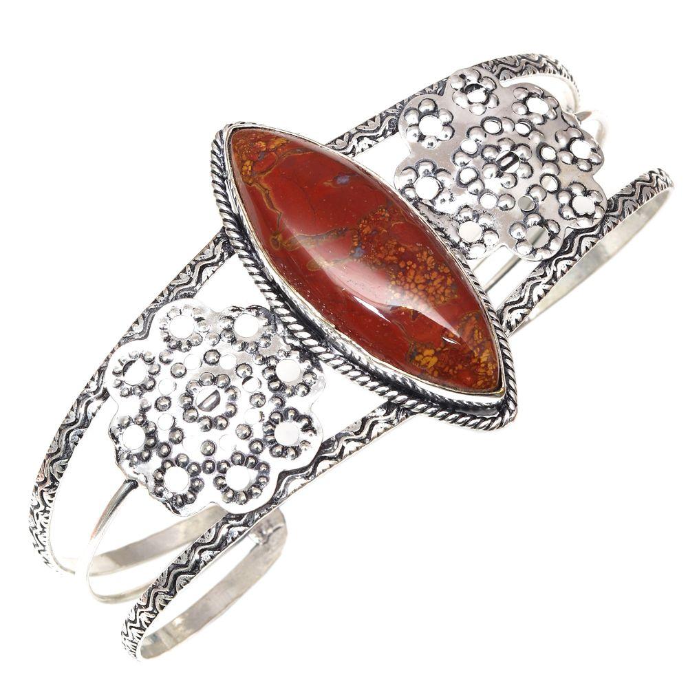 

Birds Eye Jasper Gemstone Handmade Silver Jewelry Cuff Bracelets 7 Adjustable
