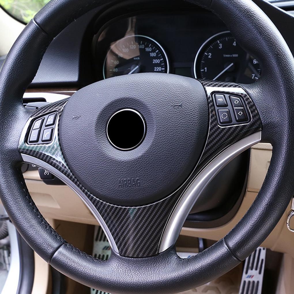 Carbon Fiber Car Steering Wheel Decoration Cover Vehicle Trim Modification Fitting Control Moulding Frame Sticker