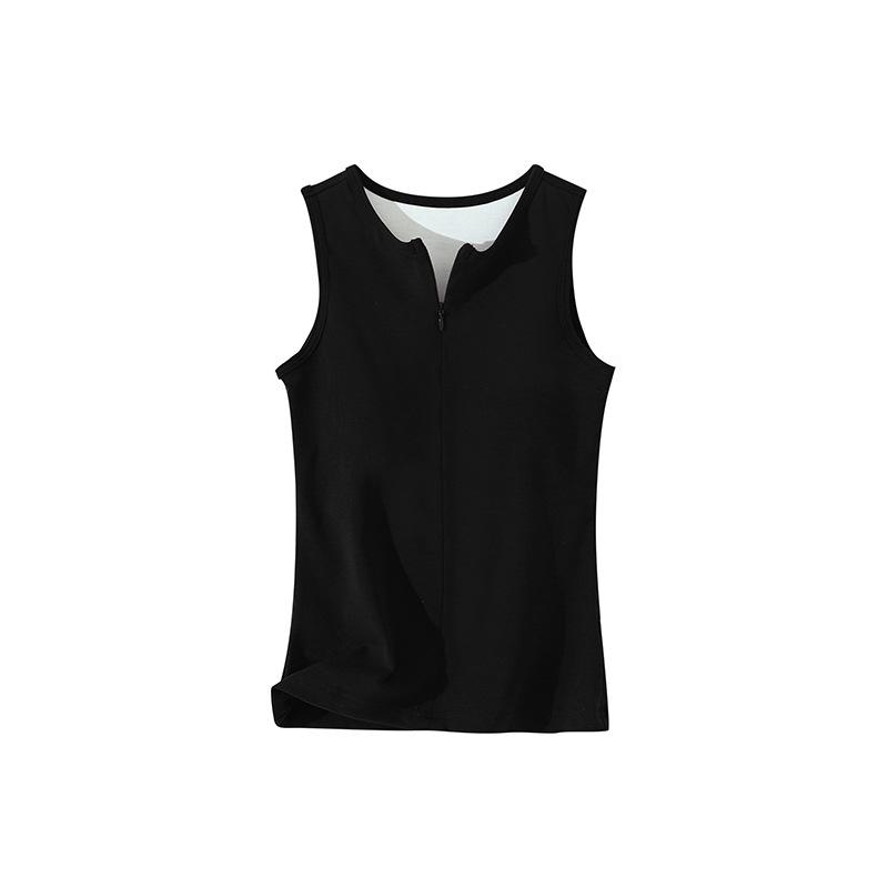 

2025 Лето Женская облегающая майка на молнии - Стильный образ из двух частей M чёрный