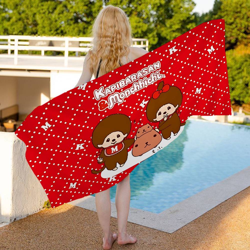 Popular Cute M-Monchhichi Beach Towel Colorful Bath Towels For Girl Microfiber Quick Dry Sand Free Beach Yoga Spa