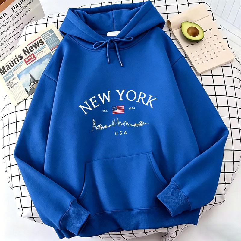 Felpe con Cappuccio Stampa Lettere NEW YORK Primavera Autunno Inverno Felpe Casual da Uomo Donna Trendy Estetica Top