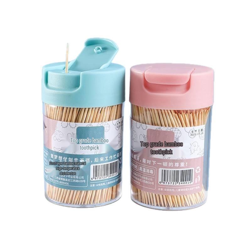 Bamboo Toothpick & Skewer Set - Portable Holder for Home, Hotel & Restaurant