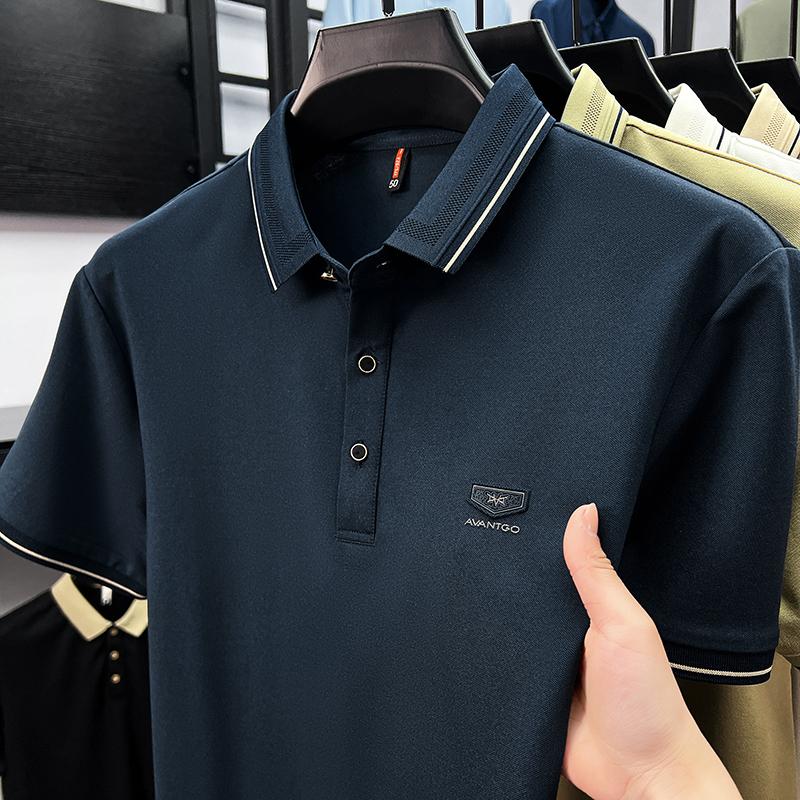Light luxury brand men's short sleeve polo shirt summer new item high-end letter golf comfortable cotton casual business T-shirt