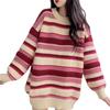 Autumn/Winter Striped Sweater Women's Loose Contrast Knitted Jacket