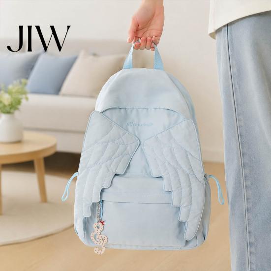 Large Bookbag Angel Wing Backpack for Women Girls, Lightweight Nylon School Bag, Daypack Outdoor Travel Commute Girls