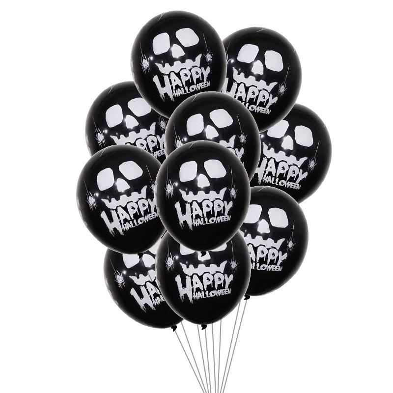 Halloween Ghost & Skeleton Balloon Set - 12-Inch Latex with Pumpkin & Bat Prints