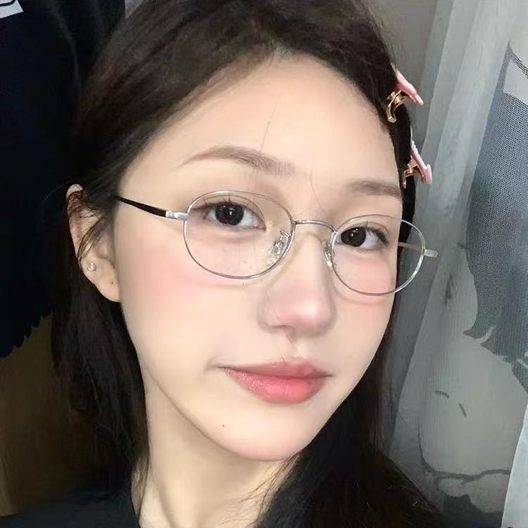 Oval small frame retro metal ring glasses female plain artifact Internet celebrity eye rack can be matched degree