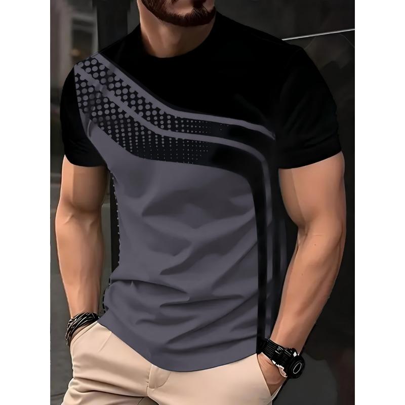 2026 New Men's Casual 3D Print Stripe T-Shirt Round Neck Short Sleeves Tee Shirt Summer Tops Oversized Streetwear Men's Clothing