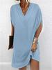 2025 European & American V-neck Pleated Batwing Sleeve Dress - Women's Spring/Summer Collection