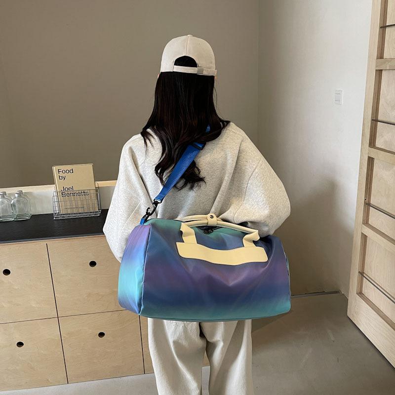 New luggage bag dry and wet separation independent shoe compartment storage bag gradual change color crossbody large capacity travel bag