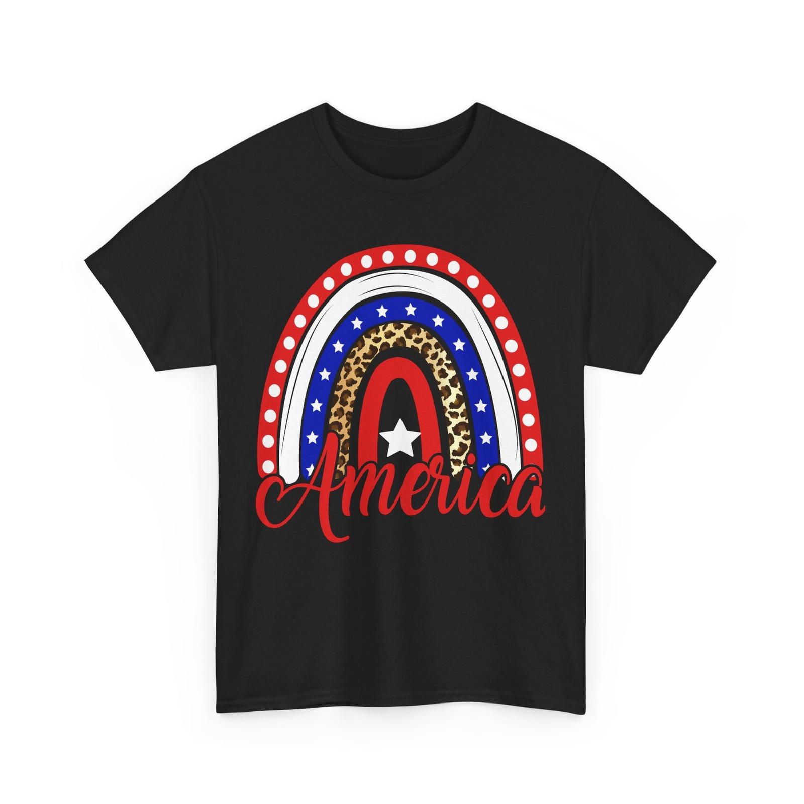 America 4th of July Shirt, Fourth of July Rainbow Women Men T-Shirt Mens Womens Tees Top S