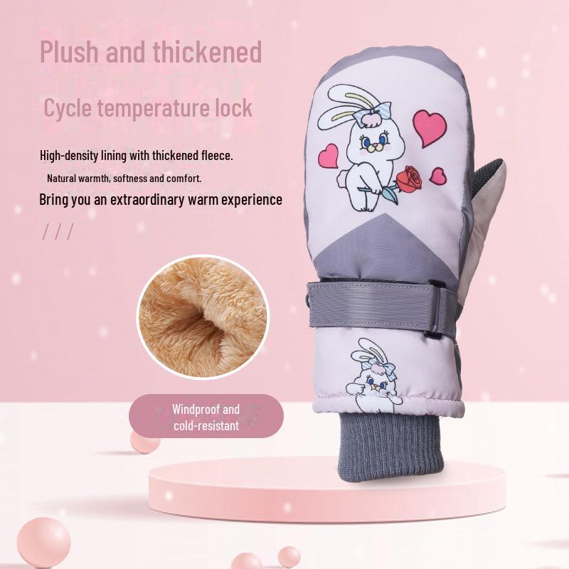 New Style Winter Waterproof Windproof Baby Mittens with Velvet Lining
