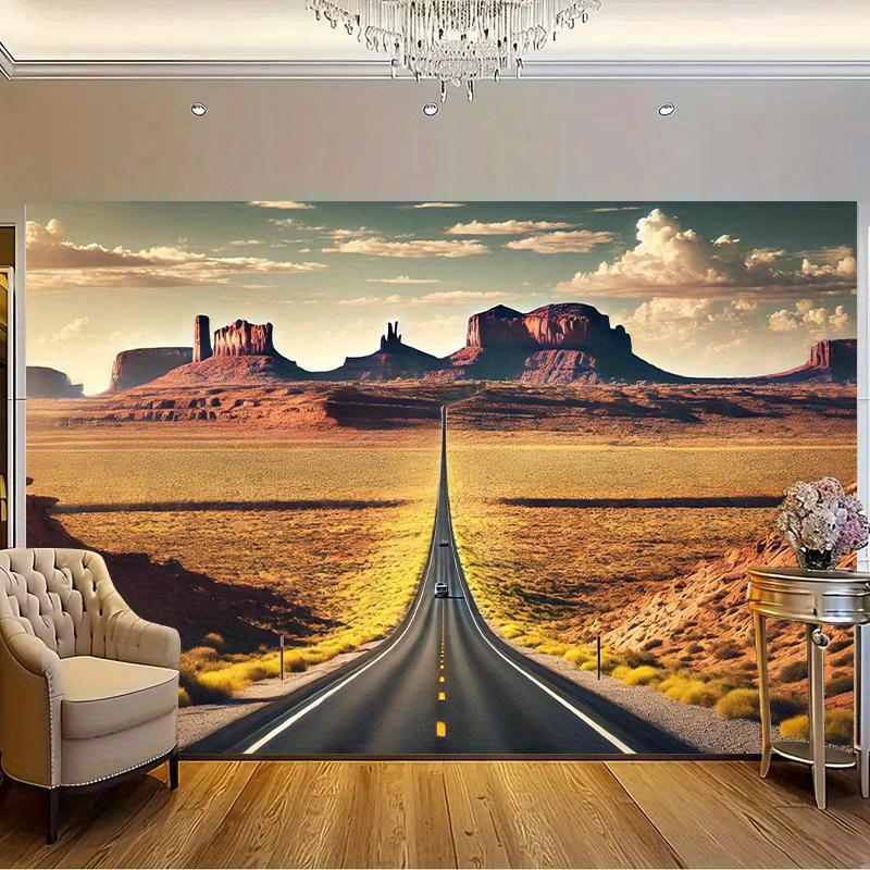 2D plane 1 piece of desert road scenery featuring canyons and road design suitable for living room bedroom and office