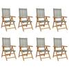 VidaXL Garden Reclining Chairs Set of 8 Grey Rattan Solid Wood, Garden Seat, Patio Chair, Dining Chair of 3214525