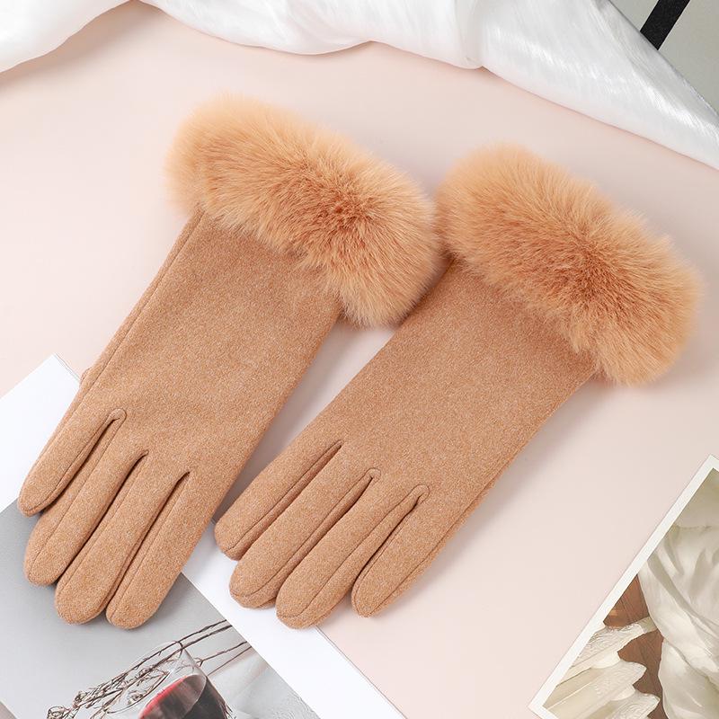 Women's Cute Bow Touchscreen Gloves for Autumn & Winter - Warm, Thickened Velvet, Cold-Proof for Outdoor Cycling