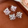 Temperament Gradient Multicolor Enamel Hollow Out Metallic Flowers Drop Earrings for Women Silver Plated Copper Jewelry