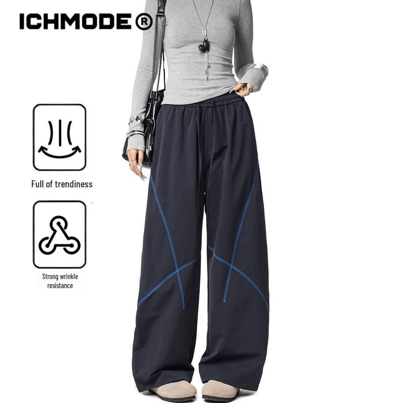 ICH MODE Women s Loose Curved Wide-Leg Casual Pants XL