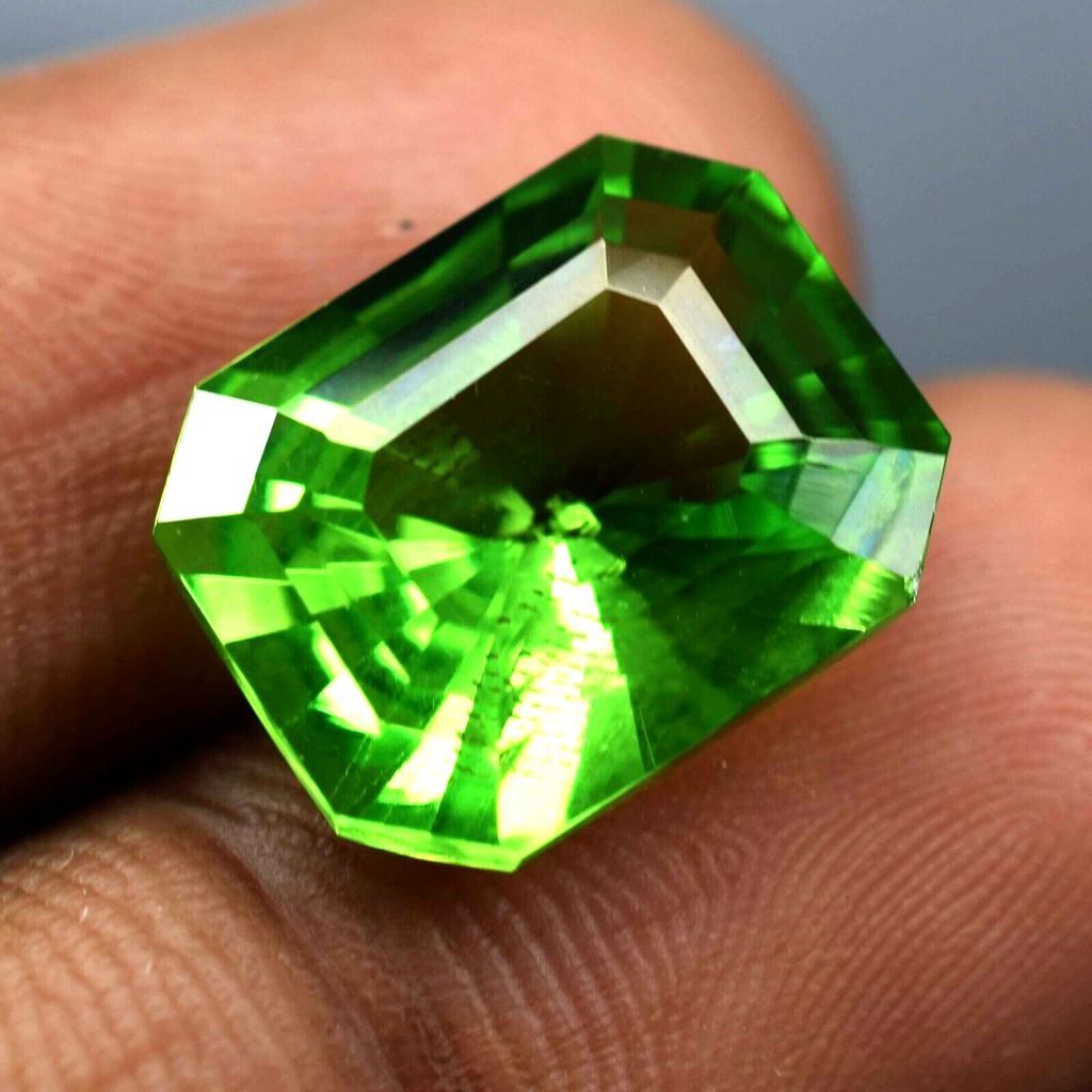 Natural GREEN Peridot CERTIFIED 9.65 Ct Excellent EMERALD CUT Loose Gemstone BA-6025