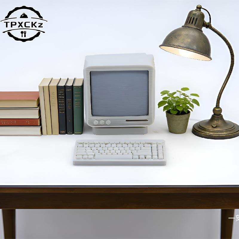 1/3 Sets 1:12/1:18 Dollhouse Mini Retro Desktop Computer Model Toys Miniature Home Scene Ornament Doll House Accessories