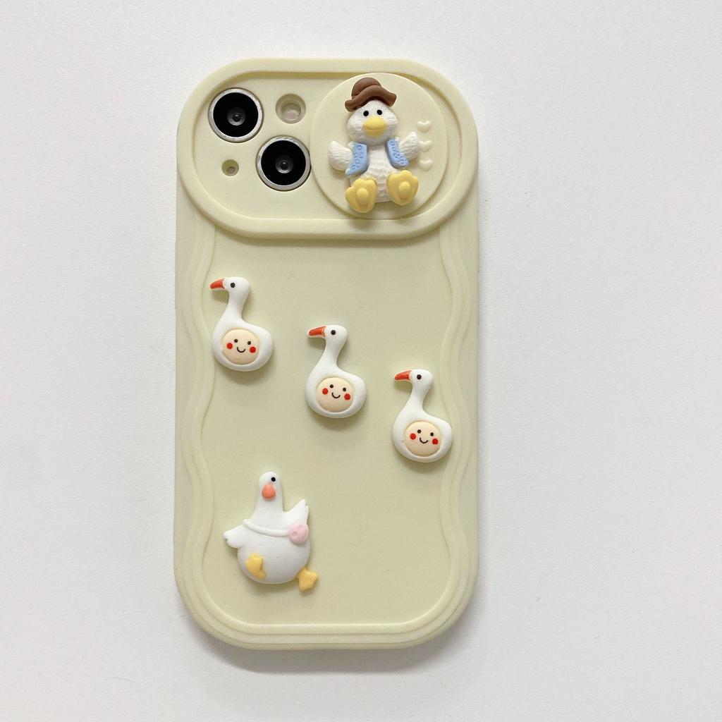 Wavy Push Windows Suitable for Apple 15 Sliding Windows DIY Duck Soft Shell IPhoneX/16 14 Soft Shell Mobile Phone Case