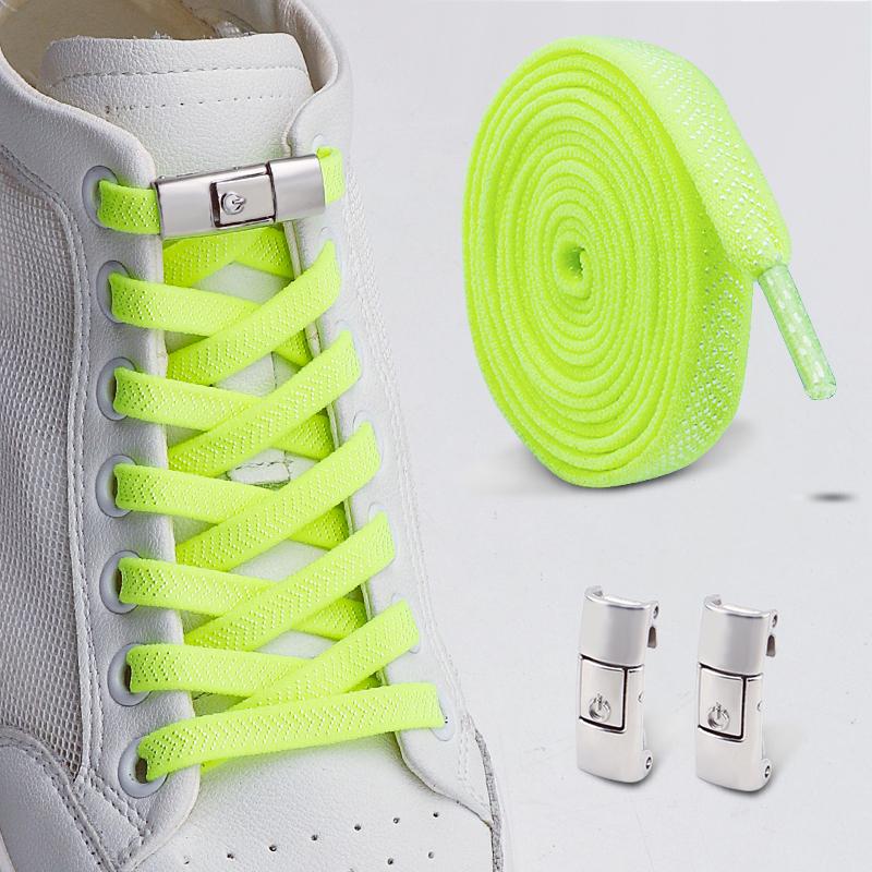 Ein-Knopf-Schnürsenkel ohne Binden, Schnellverschluss Faulenzer-Schnürsenkel, Strapazierfähige elastische Ersatzschnüre für Sneaker & Freizeitschuhe 1 Paar/2 Paare