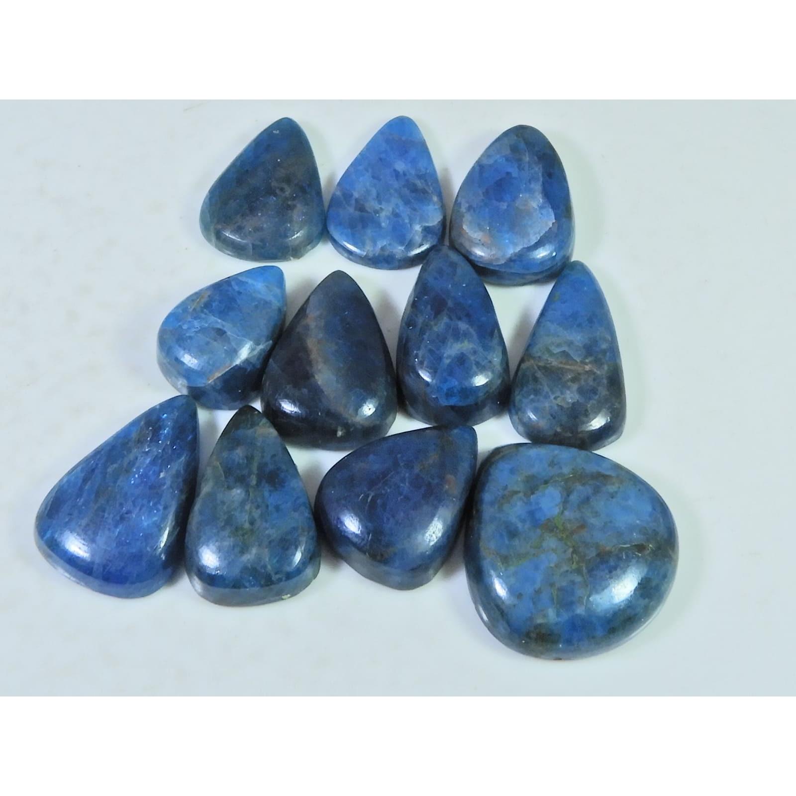 

258Cts. Natural Blue Apatite Pear Shape Cabochon Loose Gemstone 11Pcs Lot C-2026