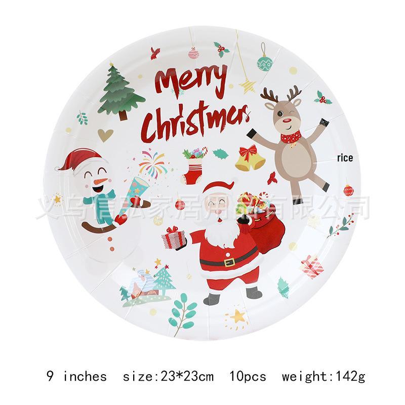 Festliches Weihnachtsgeschirr-Set: Pappteller, Servietten, Becher, Unregelmäßige Teller, Tischdecke, Besteck für Neujahrspartys