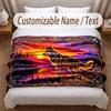 Wolf Theme Soft Blanket Personalized Custom Name Text Print Warm Blanket Home Sofa Bedroom Decor