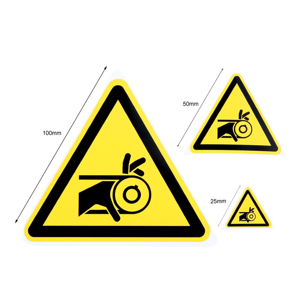 5Pc PVC Warning Signs Sticker Logo Security Safety Labels Water-Resistant Oil-Proof Warning Tag Wall Machine Sticker 25/50/100mm