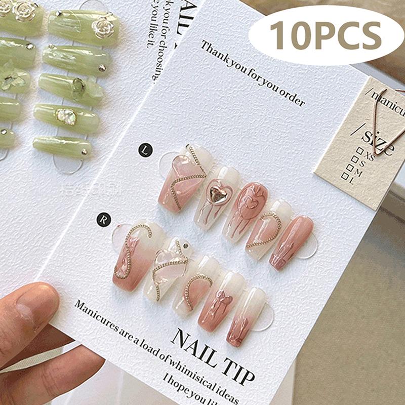 10Pcs Press-On Nail Packaging Display With Tie Bags Handmade False Nail Design Swatch Show Card Manicure Sample Display Salon