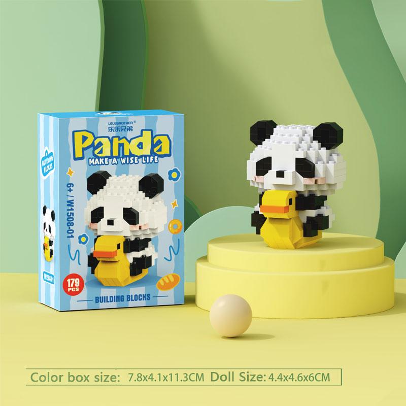 Cute Panda Mini Particle Building Blocks Blind Box Kawaii Collectible Puzzle Toy DIY Montessori Educational Toys Gifts for Kids