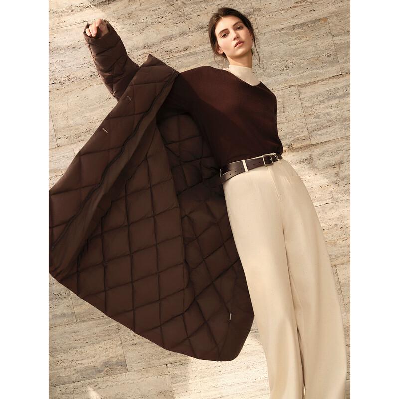 ELLE Women's Vintage Diamond Quilted Long Duck Down Jacket