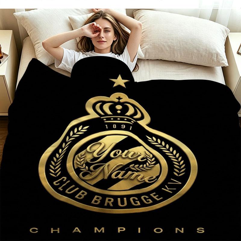 1PC Club Brugge KV Custom Name Patterned Flannel Blanket Suitable For All Seasons for Home Decor Warmth and Comfort Gifts Holiday Present