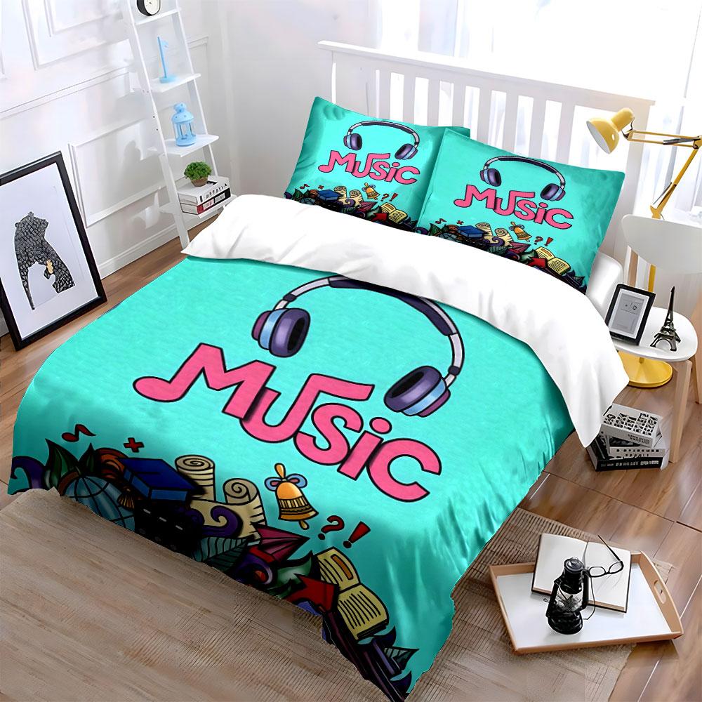 Music-Themed Educational Decor Set Soft Comfortable Duvet Cover Bedding Set Included 1*Duvet Cover & 2*Pillowcases, Gift