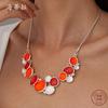 Orange round flower necklace, hot ladies niche dripping oil versatile alloy collarbone chain