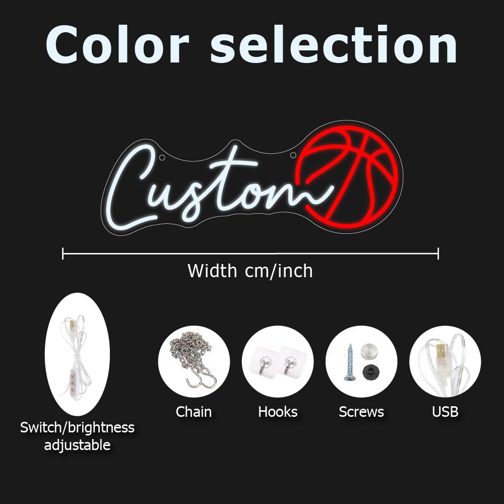 Неоновая вывеска «Баскетбол на заказ», для праздничного декора, отлично подходит для свадеб, дней рождений, Хэллоуина, Рождества, выпускных и вечеринок 10in25cm 3letters белый