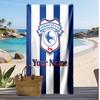 Cardiff City Personalized Printed Beach Towel Soccer Logo Support Custom Name Text Absorbent Towel For Sport Travel Special Gift
