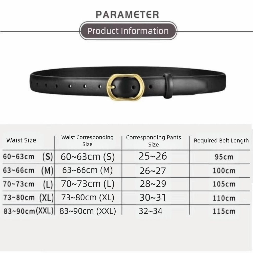 Adjustable Ladies Thin Soft Waistband With Gold Buckle Jeans Belt  Casual Wear