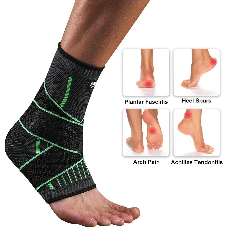 Adjustable Ankle Brace Compression Sleeve Support Strap For Sprained Plantar Fasciitis Injury Recovery Running Sports