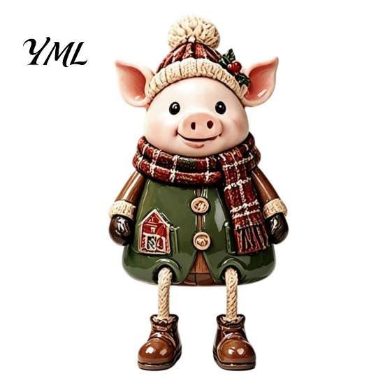 Decorative Fireplace Mantel Figures Christmas Shelf Sitter Figurines, Retro Farm Animal Hanging Leg Decor, Farmhouse Style Holiday Decor Ornaments for