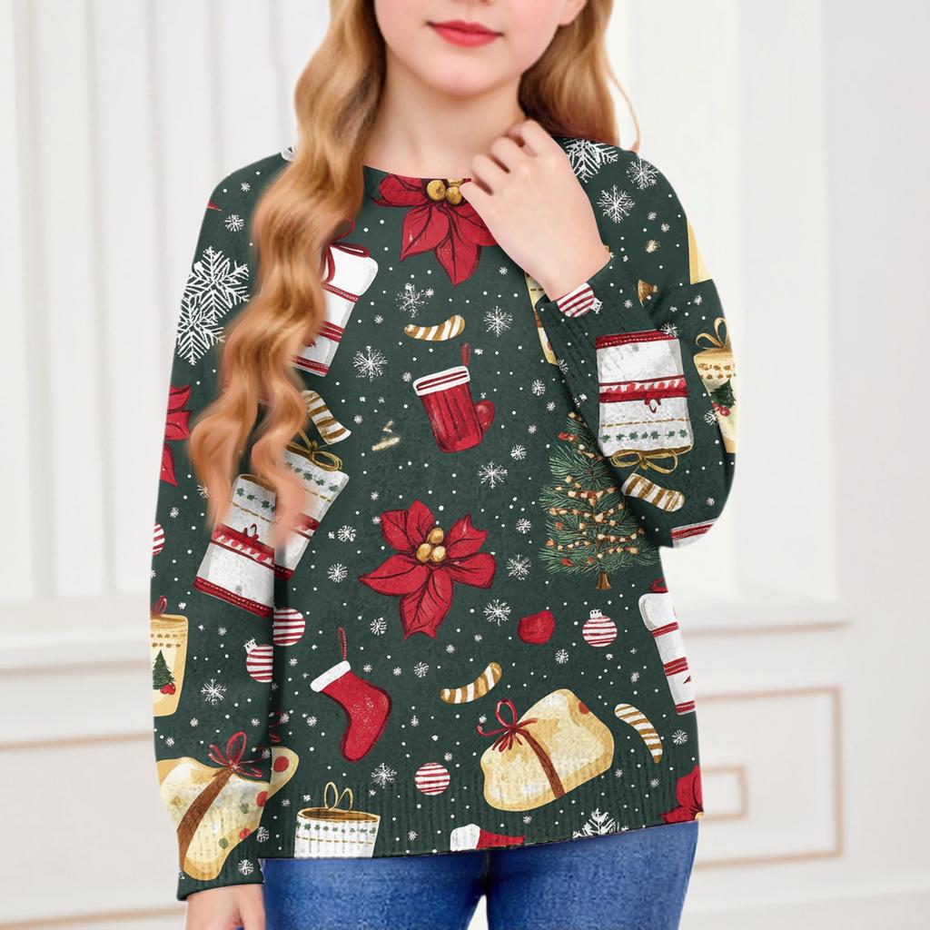 Christmas Day Sweatshirts For Children Boys And Girls Knit Sweater Cute Shirt Fall Crewneck Pullover Tops