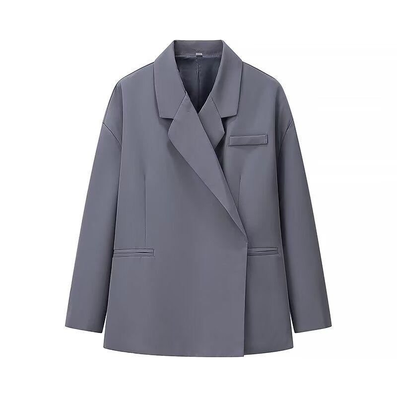 

Manchester Advanced Design Profile Oversize Suit Side Slit Lapel Loose Blazers Women Grey L